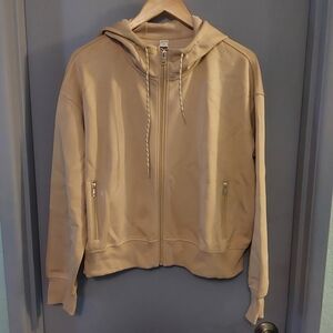 Women's Tan Zip-Up Hoodie Jacket
